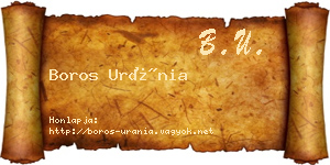 Boros Uránia névjegykártya